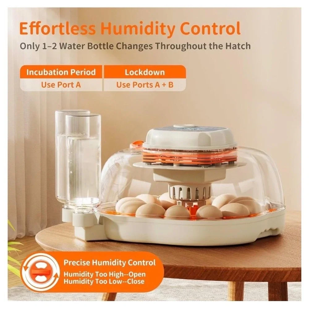 Apdoe AE12 Automatic Egg Incubator 12 Chicken 30 Quail Auto Turn Humidity